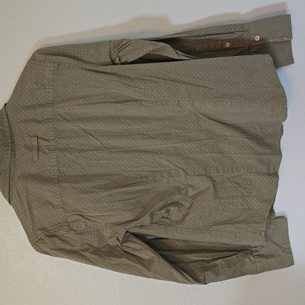 Dockers Olive Green Dot Button Down Long Sleeve Shirt Size Medium - Picture 2 of 9
